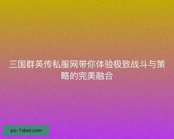 三国群英传私服网带你体验极致战斗与策略的完美融合